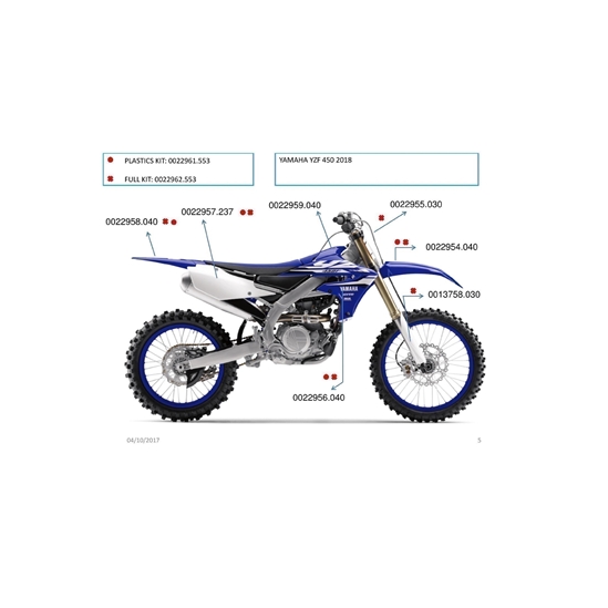 ACERBIS spoilery spodní YZF450 18/22,YZF250 19/23,WRF450 19/23,WRF250 20/23 zlatá