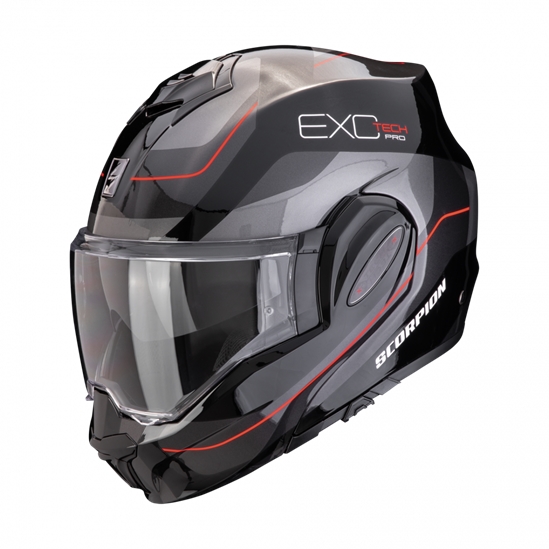 SCORPION EXO-TECH EVO PRO COMMUTA, moto přilba černo/stříbrno/červená