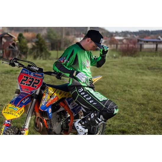 BOLDER 38 Kalhoty Motocross Kids černo - zelená