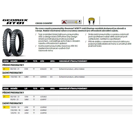 DUNLOP AT81 90/90 R21 54M TT