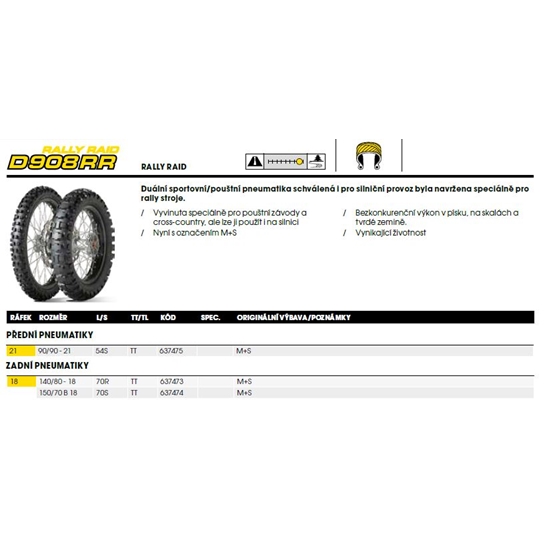 DUNLOP D908 RR 140/80-18 70R TT