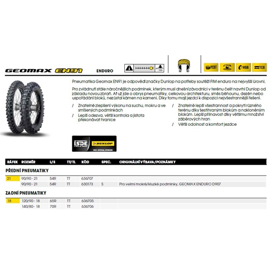 DUNLOP EN91 140/80 R18 70R TT