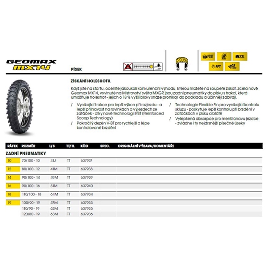 DUNLOP MX14 110/100-18 64M TT GEOMAX