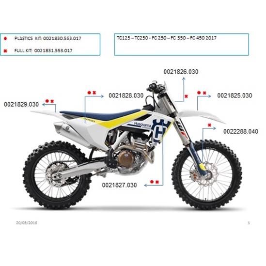 ACERBIS plastový kit HQTC125 16/18,250 17/18,FC250/350/450 16/18, replica 17