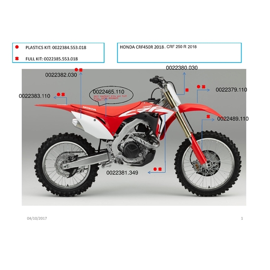 ACERBIS plastový full kit CRF 450R 17/18, CRF 250R 18, replica 18