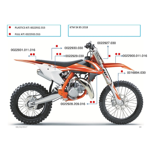 ACERBIS plastový kit KTM SX 85/18, replica 18