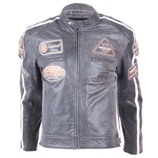 BOS 2058 Vintage Grey Kožená moto bunda