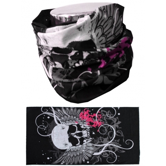 MTHDR Scarf Skull Pink Nákrčník černá/bílá/růžová