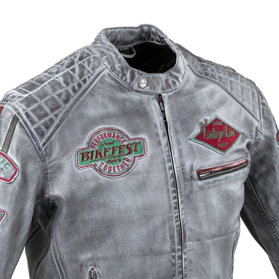 W-TEC Sheawen Worn Grey Pánská kožená moto bunda