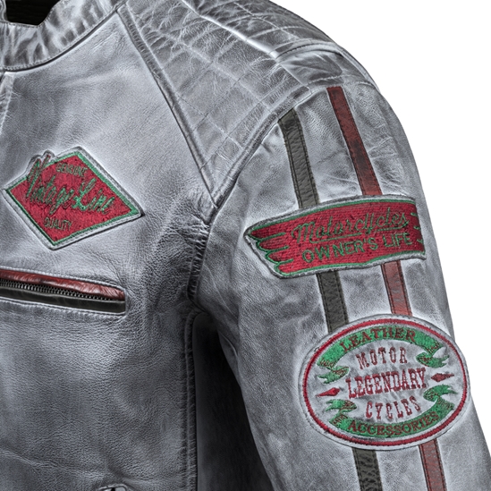 W-TEC Sheawen Worn Grey Pánská kožená moto bunda