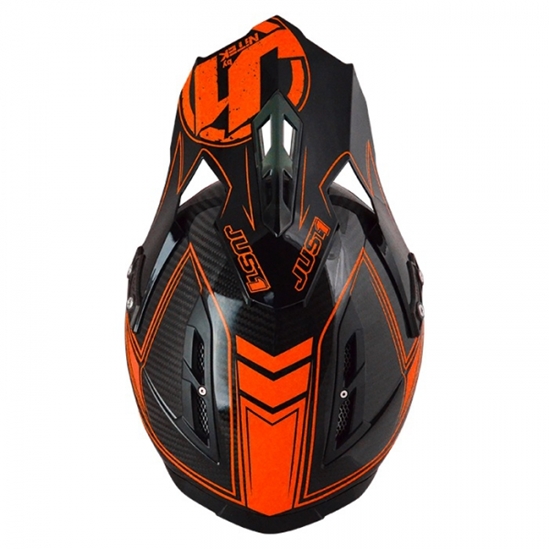 Kšilt JUST1 J12 CARBON fluo oranžový