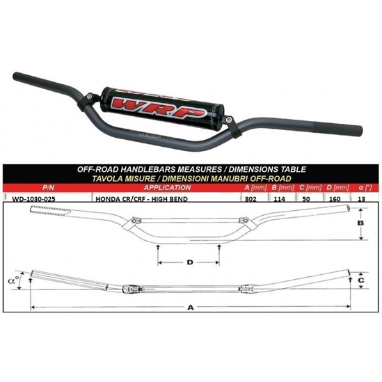 WRP PRO-TECH 22mm řidítka Honda CR/CRF - High šedá