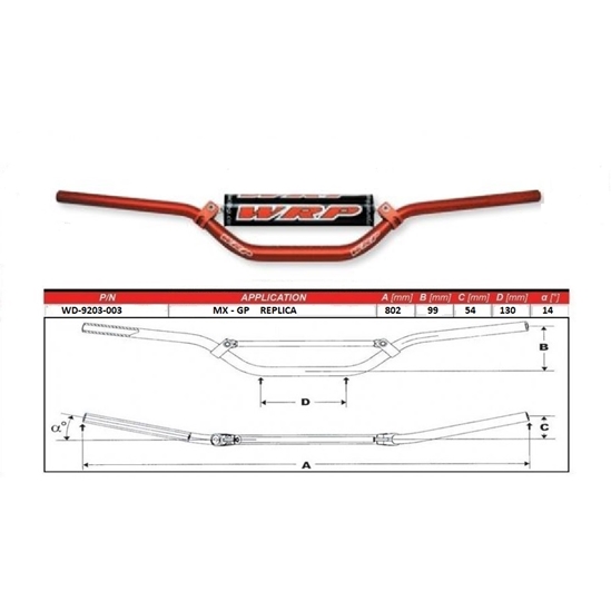 WRP TAPER-X 28.6mm řidítka MX-GP Replica červená